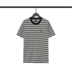 CHH Heart T Shirts Poison Home Stripe Jacquard Embroidery Short Sleeve Couple T-Shirt