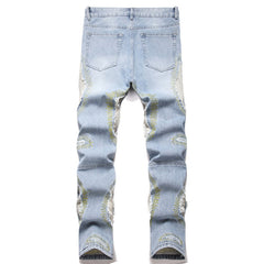 Mens Fashion Jeans Destroy embroidery thread balls 5720#