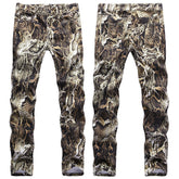 Mens Fashion Jeans Wrinkled snake pattern 583#
