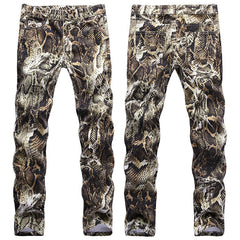 Mens Fashion Jeans Wrinkled snake pattern 583#