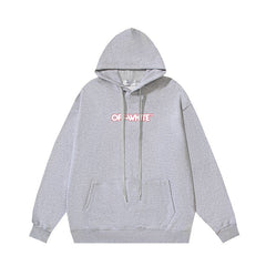 OW letter print pattern pullover hooded sweater
