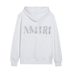 Amiri Hoodie Italic lettering intertwined with floral motifs