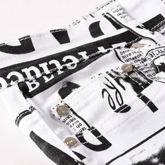 Mens Fashion Jeans Street newspaper style 5011#