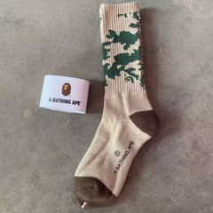 Bathing Ape Bape Socks ape head socks men and women medium tube towel bottom outdoor actual combat elite training sports basketball socks