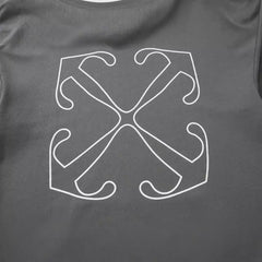 OW Letter Arrow Pattern Pullover Hooded Sweatshirt
