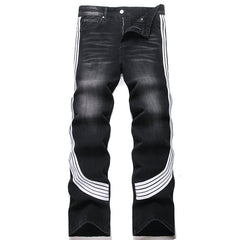 Mens Fashion Jeans White stripes 5725#
