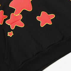 Sp5der hoodie Red sparkling star print Pure cotton high quality spring/summer