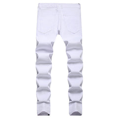 Mens Fashion Jeans Pants pocket zipper Color splatter ink 1168#