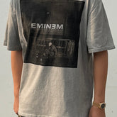 Unisex Vintage T Shirts Eminem Stan Letter Manuscript Limited Edition ¨C Cement Grey T-Shirt featuring a special wash finish, custom heavyweight brushed fabric with a vintage feel, and direct-to-garment white ink printing.