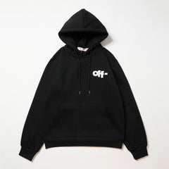 OW large letter print pattern fleece hooded sweater