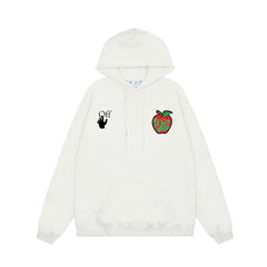 OW Apple Alphabet Arrow Pattern Pullover Hooded Sweater