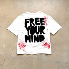 Unisex Vintage T Shirts Saint Street Dirty ¡ª An Unconventional Limited Edition. Street-graffiti style T-shirt featuring hand-painted splatter effects, multi-location hand-distressing, and a heavy-weight fabric treated with an enzyme-stone wash and