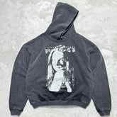 Unisex Vintage Hoodie Vertical-crack print; Asut enzyme-abrasion wash for a natural, faded look; pockets removed after washing.