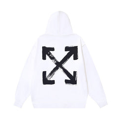 OW Hand-Painted Arrow Pattern Printed Hooded Sweatshirt
