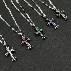 Chrome Hearts Necklace Vintage Cross Necklace with Diamonds for Men and Women