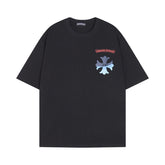 CHH Heart T Shirts Croix Cross Color Leather Printed Short Sleeve T-Shirt