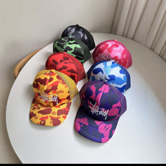 Stussy hat camouflage embroidered baseball cap hip hop cap women summer sun visor versatile street