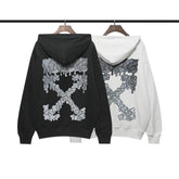 OFF Grey Melting Arrow Pattern Hooded Sweatshirt