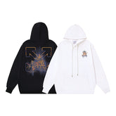 OW Colorful Crack Angel Arrow Print Hooded Sweater