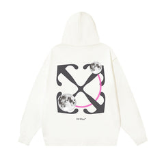 OW Saturn pattern arrow pullover hooded sweater