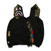 Bathing Ape Bape Hoodie Splicing Camouflage Sweater Male Shark Autumn