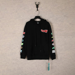OW cartoon pattern arrow hooded sweater