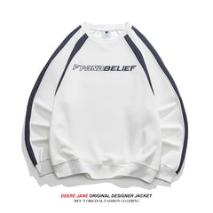 Men Pullover Hoodie Sweater Men's Spring Color-Block Crew Neck Versatile Casual