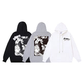 OW tape printed pattern pullover hooded sweater