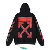 Off White hoodie红色渐变箭头图案连帽