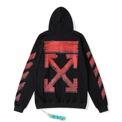 Off White hoodie红色渐变箭头图案连帽