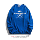 Men Pullover Hoodie Sweater Men's and Women's Spring and Autumn Loose Blue Autumn Top