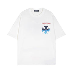 CHH Heart T Shirts Croix Cross Color Leather Printed Short Sleeve T-Shirt