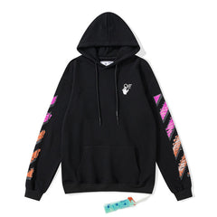 Off White hoodie pink orange gradual change arrow pattern hooded