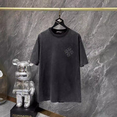 CHH Heart T Shirts Croix Cross Color Leather Printed Short Sleeve T-Shirt