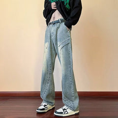 Men Jeans Black Jeans Summer Straight Loose Micro-Flared Casual Pants