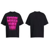 CHH Heart T Shirts Logo Letter Print Crew Neck T-Shirt Loose Short Sleeves