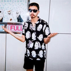 GUILTYPARTIES TIGER Shirts WEIRDO DAVE Portfolio Skull Hawaiian Short Sleeve Shirt Men