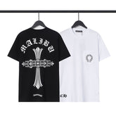 CHH Heart T Shirts Croix Cross Leather Printed Short Sleeve T-Shirt