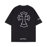 CHH Heart T Shirts Cross Print Short Sleeve T-Shirt Loose