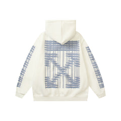 Off White hoodie geometric building arrow pattern fleece hooded