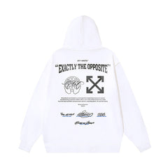 OW palm globe letter print pattern hooded sweatshirt