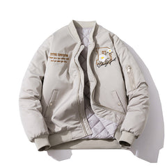 Mens Vintage Jackets Floral Embroidered Jacket Loose Casual Baseball Uniform