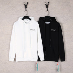 OW embroidered square arrow pattern hooded sweater