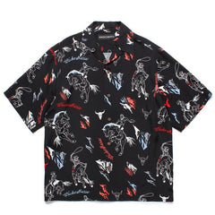GUILTYPARTIES TIGER Shirts Western denim lasso casual rayon Hawaiian lapel short-sleeved shirt