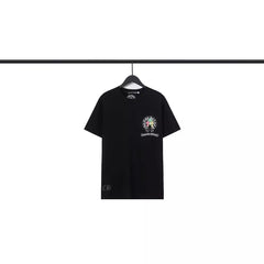 CHH Heart T Shirts Crowe Scroll Heart Color Cross Print Crew Neck Short Sleeve