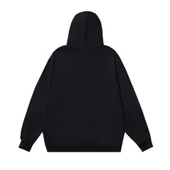 OW Yellow Letter Pattern Hooded Pullover Sweater