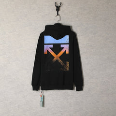 Off White hoodie Color gradual change Arrow pattern Pullover Hood