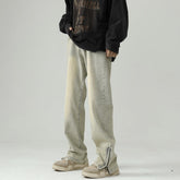 Men Jeans Retro Washed Worn Jeans