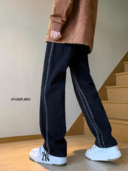 Men Jeans Retro Washed Tie-Dye Straight Jeans