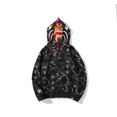 Bathing Ape Bape Hoodie Camouflage Shark Tiger Head Double Hat Sweater